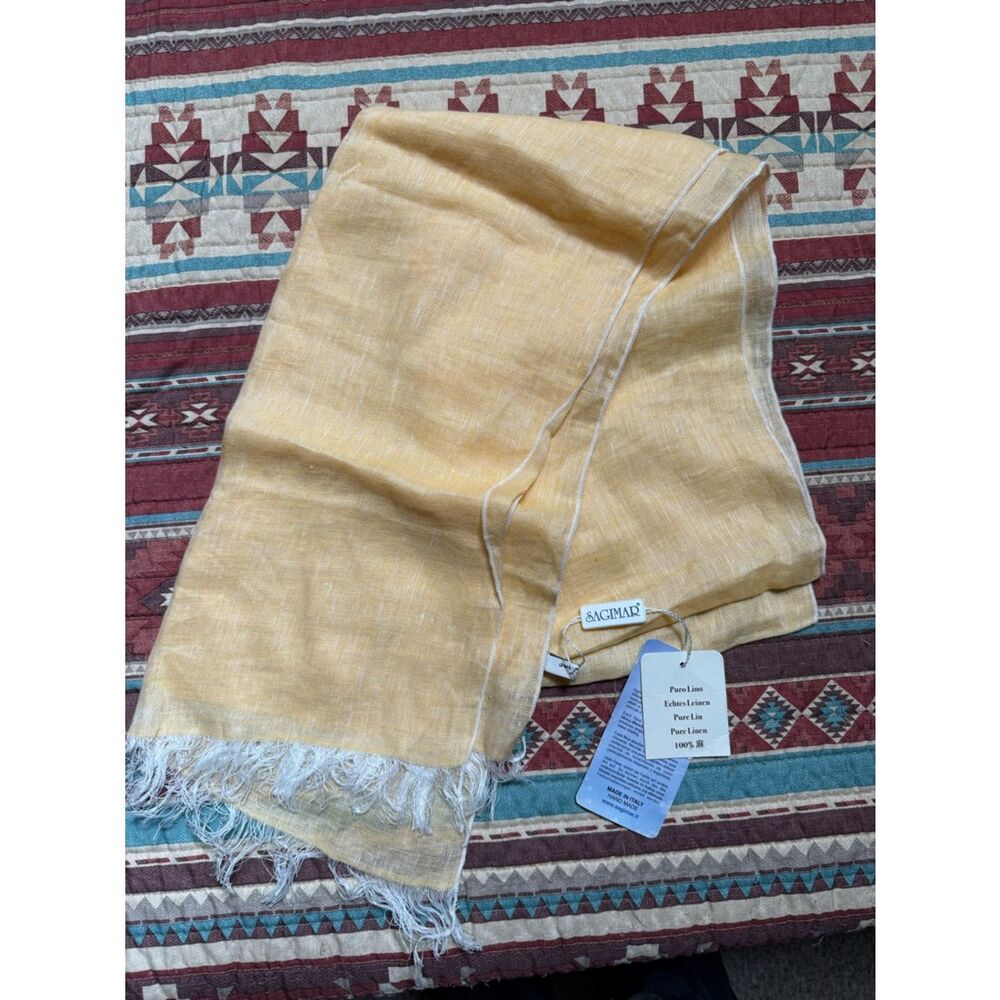 NWT Sagimar Yellow Linen Scarf - Picture 4 of 4
